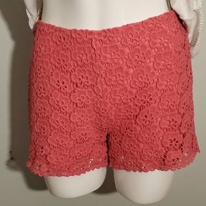 JENNIFER LOPEZ Women's Calypso Coral Crochet Shorts-Side Zipper-Lined-EUC-Sz 4